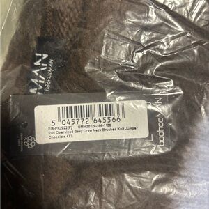 Boohoo plus oversized boxy crew neck brushed knit jumper chocolate 4XL